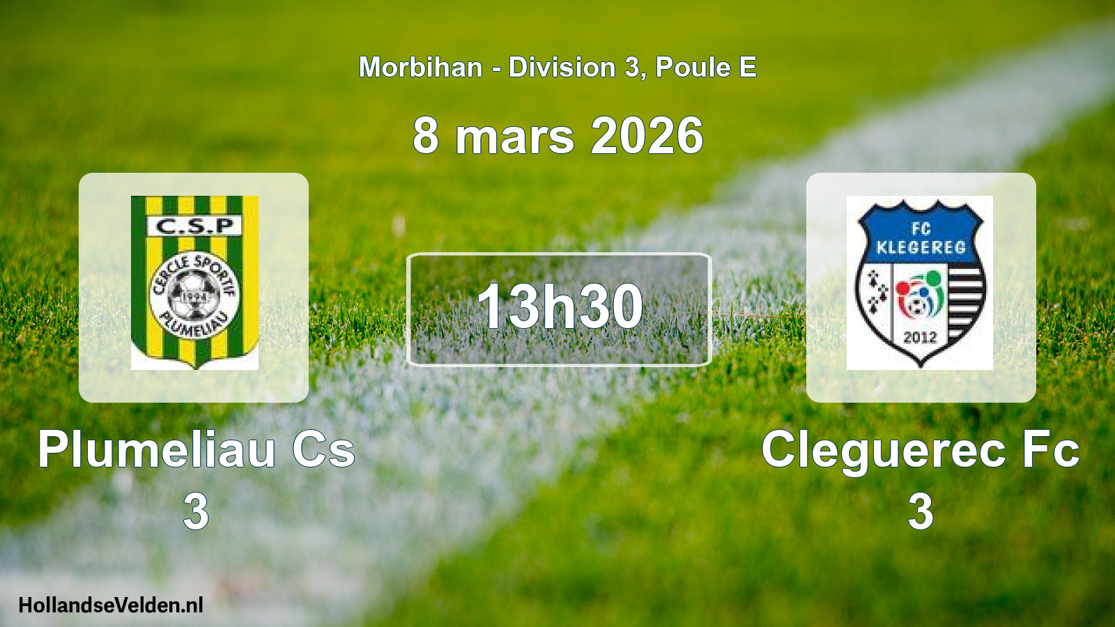 Geplande wedstrijd: Plumeliau Cs 3 - Cleguerec Fc 3 (8 maart 2026)