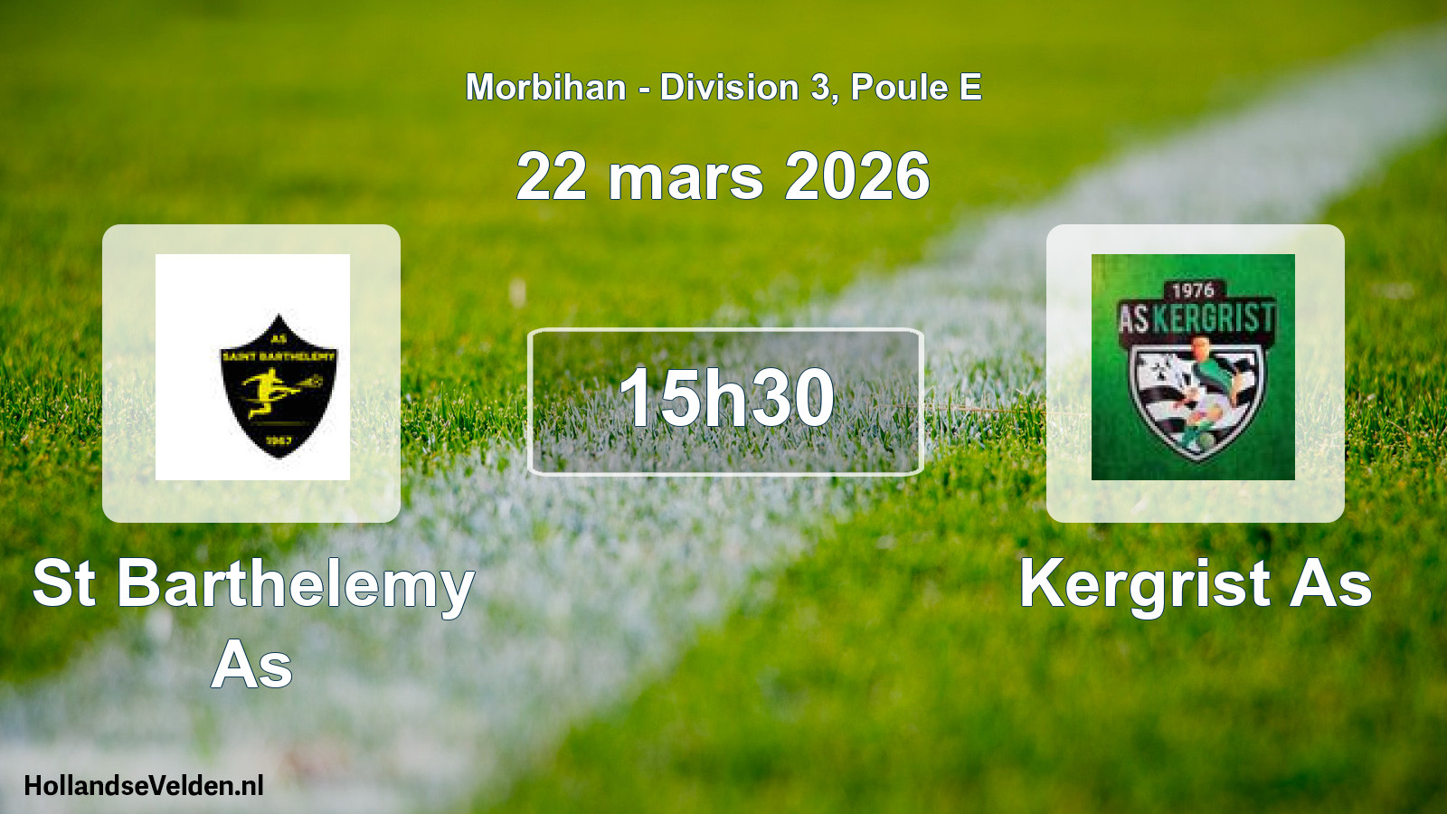 Geplande wedstrijd: St Barthelemy As - Kergrist As (22 mars 2026)