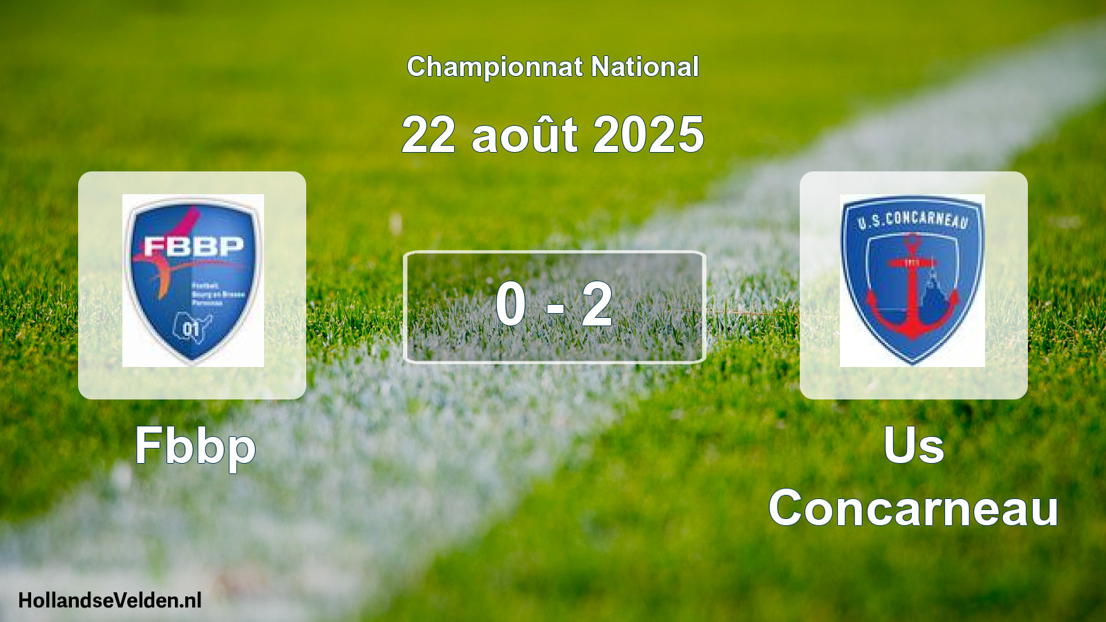 Gespeelde wedstrijd: Fbbp - Us Concarneau 0 - 2 (22 augustus 2025)
