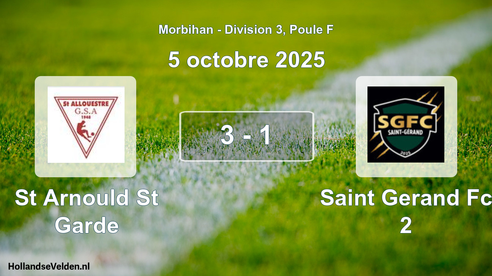 Total number of matches played: St Arnould St Garde - Saint Gerand Fc 2 3 - 1 (5 October 2025)
