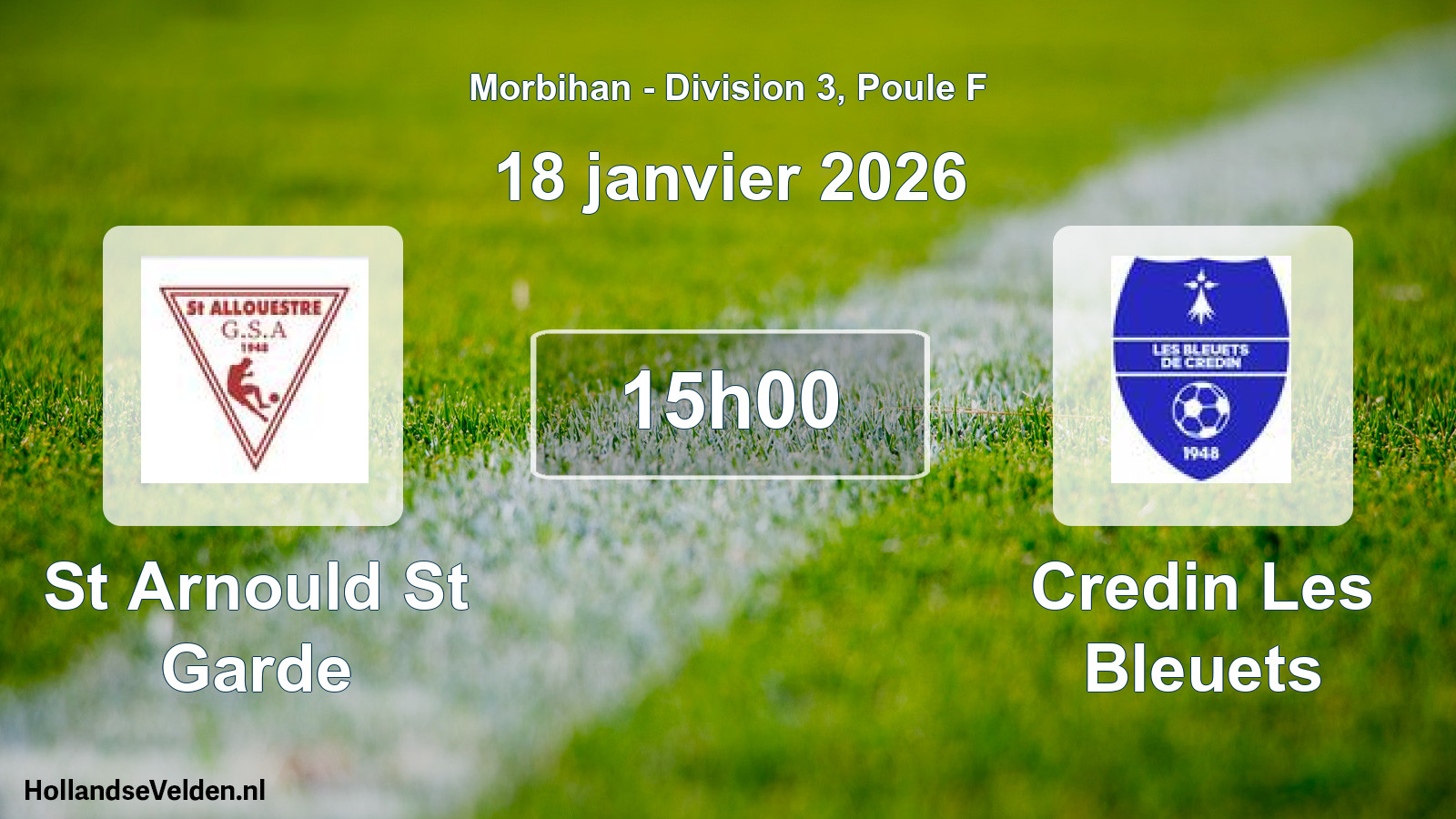 Geplande wedstrijd: St Arnould St Garde - Credin Les Bleuets (18 janvier 2026)