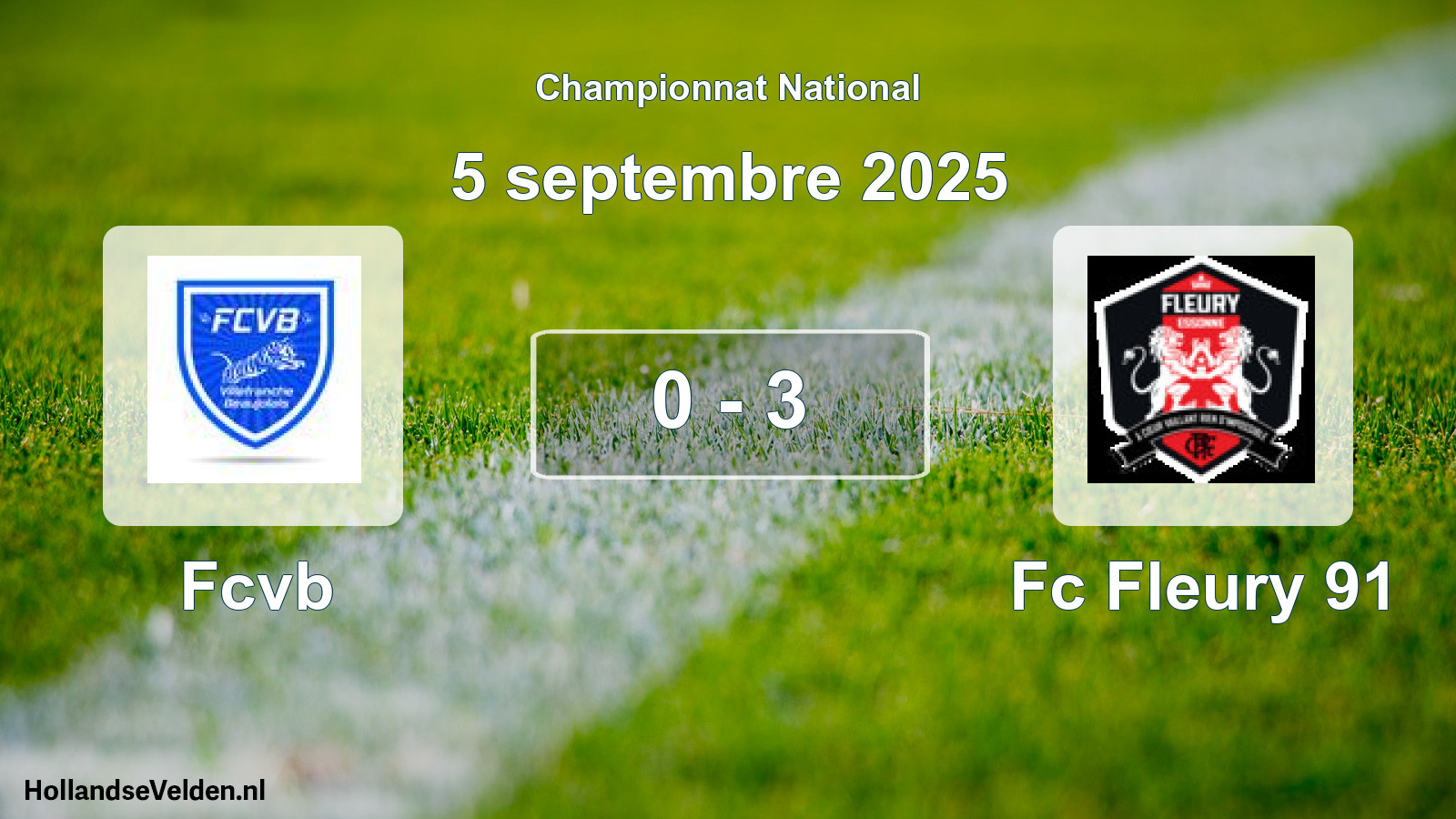 Gespeelde wedstrijd: Fcvb - Fc Fleury 91 0 - 3 (5 septembre 2025)
