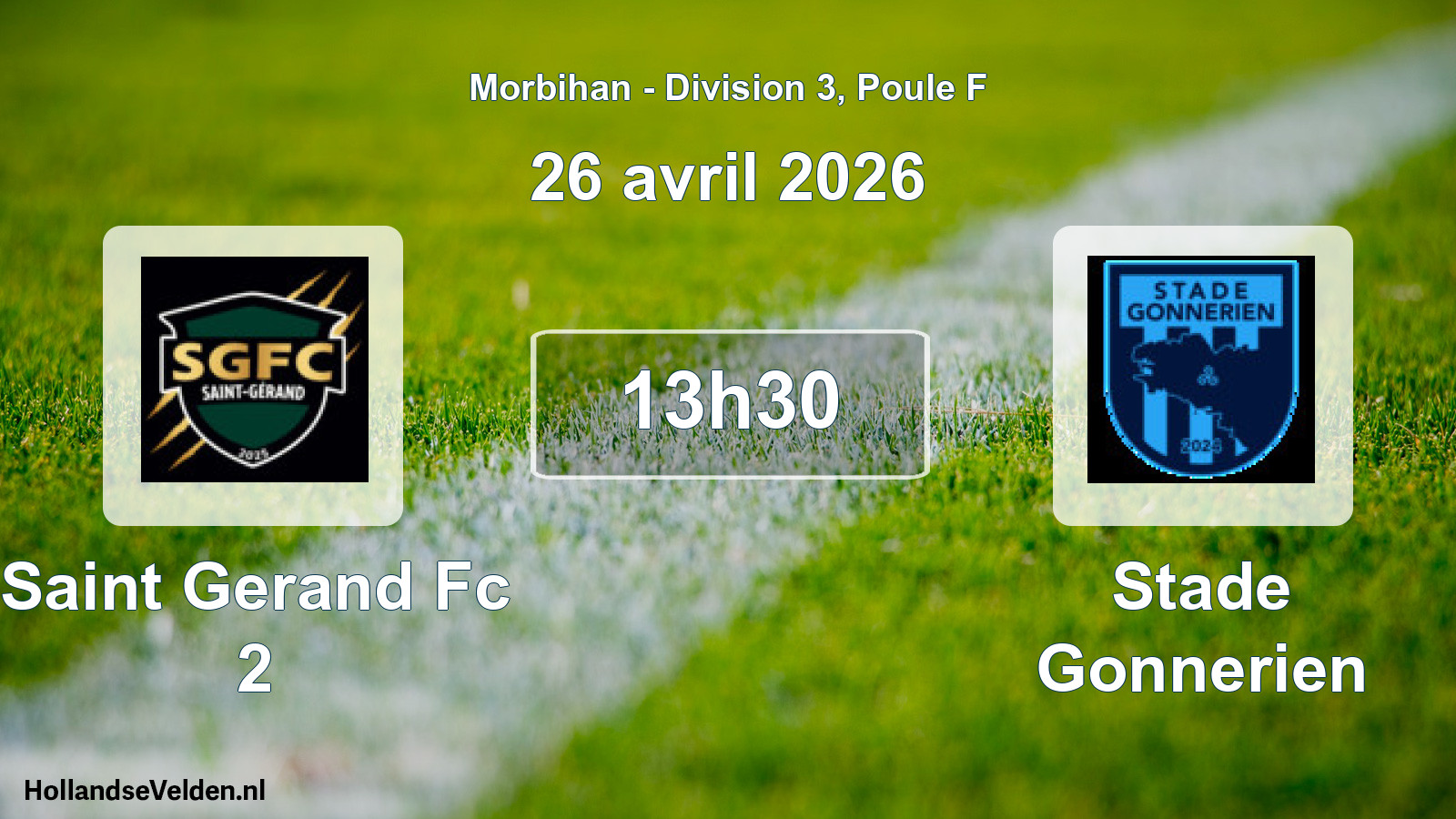 Geplande wedstrijd: Saint Gerand Fc 2 - Stade Gonnerien (26 avril 2026)