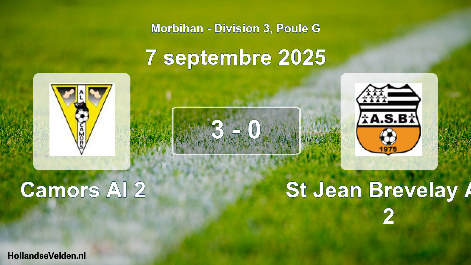 Total number of matches played: Camors Al 2 - St Jean Brevelay As 2 3 - 0 (7 September 2025)