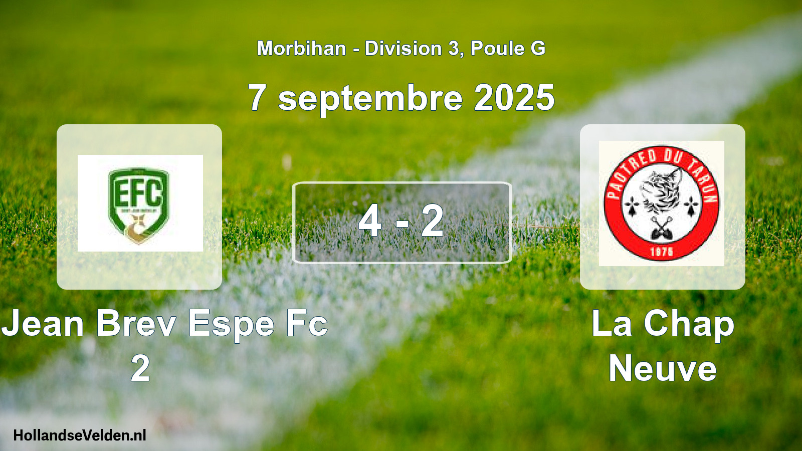 Total number of matches played: St Jean Brev Espe Fc 2 - La Chap Neuve 4 - 2 (7 September 2025)