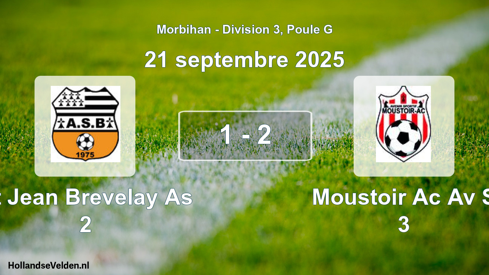 Gespeelde wedstrijd: St Jean Brevelay As 2 - Moustoir Ac Av S 3 1 - 2 (21 septembre 2025)