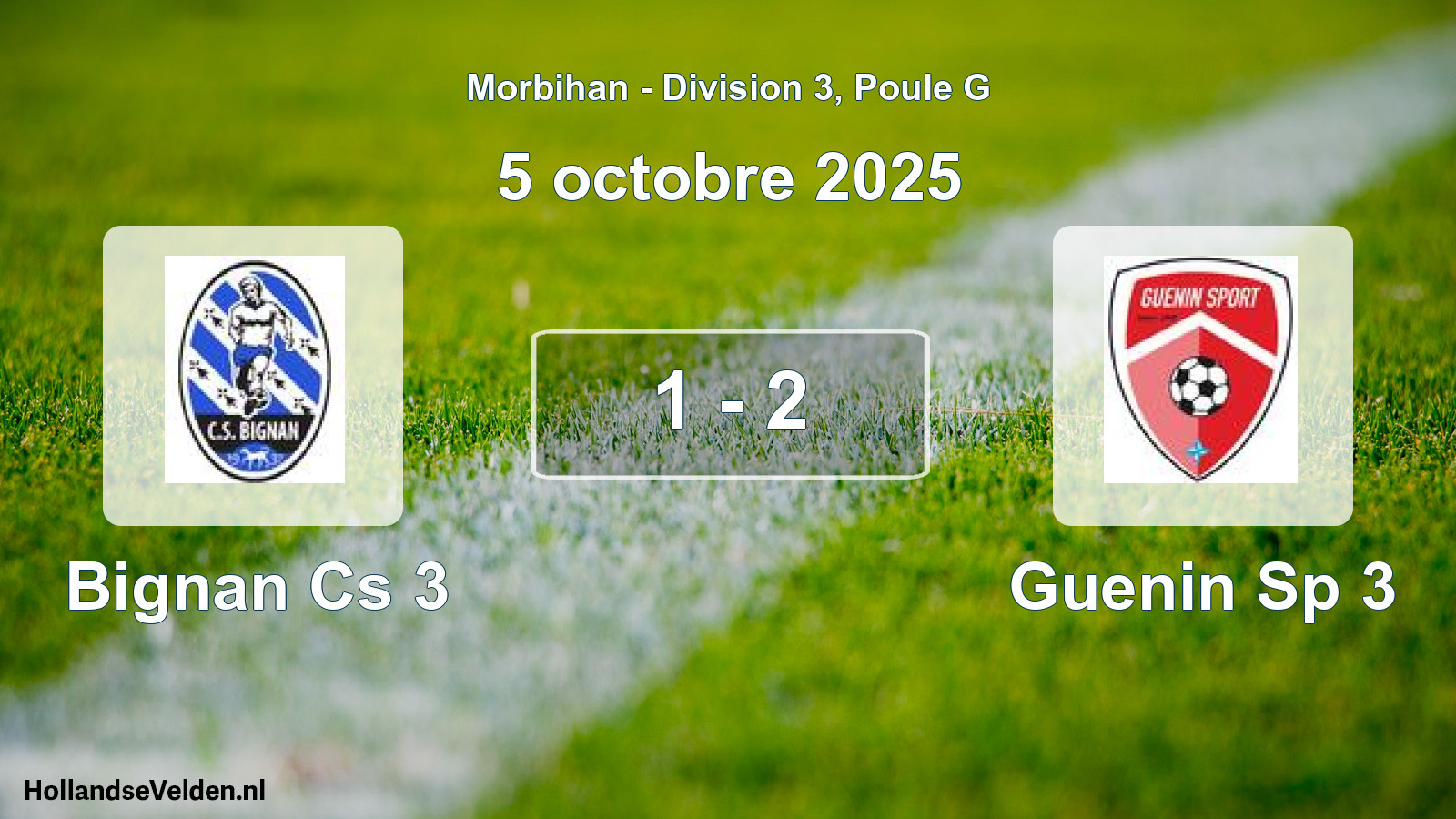 Gespeelde wedstrijd: Bignan Cs 3 - Guenin Sp 3 1 - 2 (5 octobre 2025)