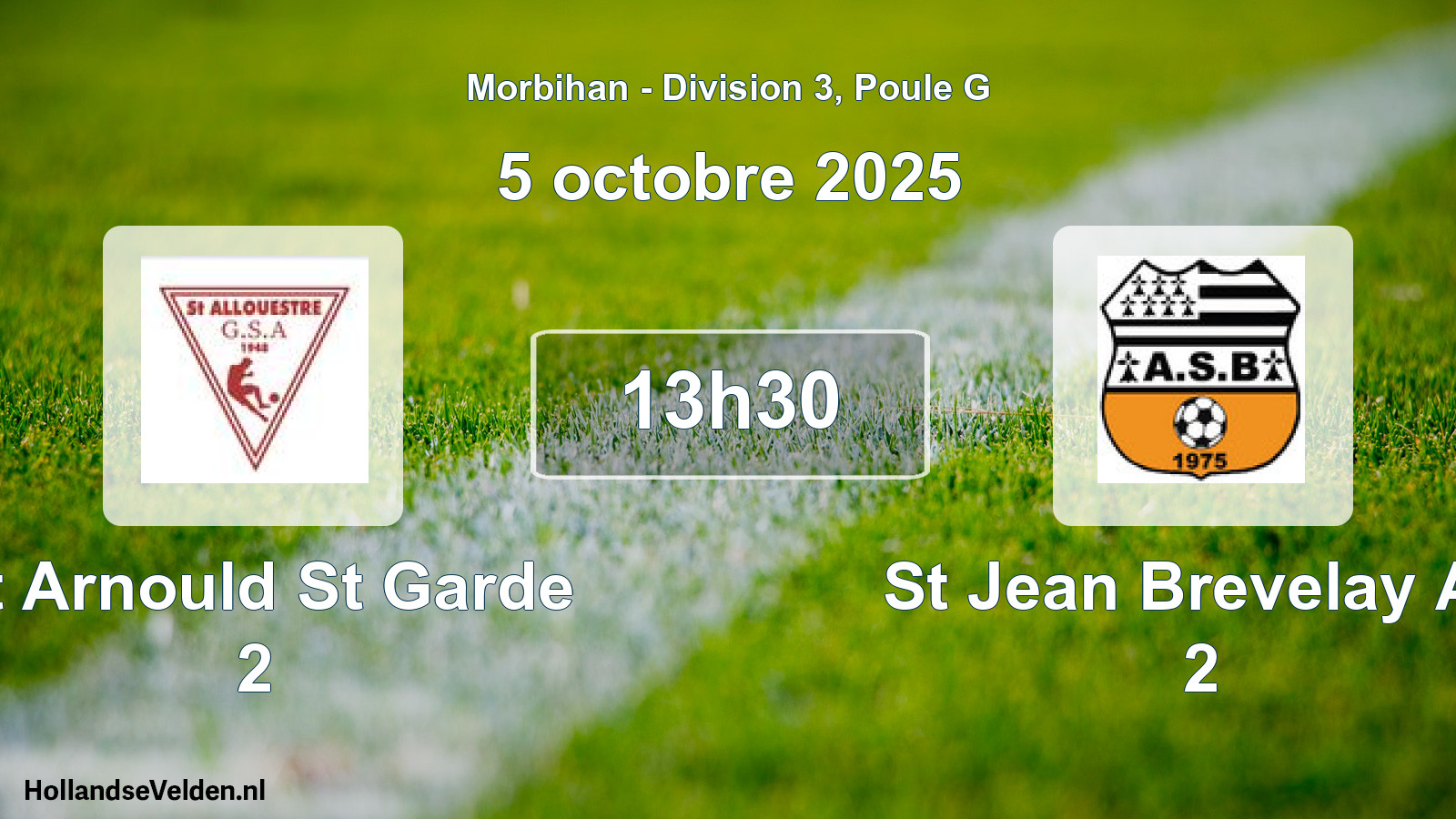 Scheduled Match: St Arnould St Garde 2 - St Jean Brevelay As 2 (5 October 2025)
