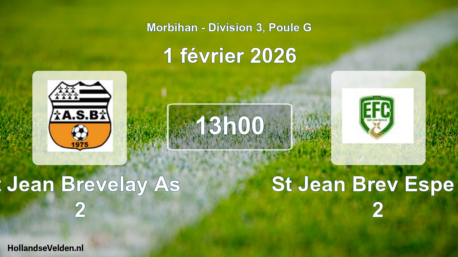 Scheduled Match: St Jean Brevelay As 2 - St Jean Brev Espe Fc 2 (1 February 2026)