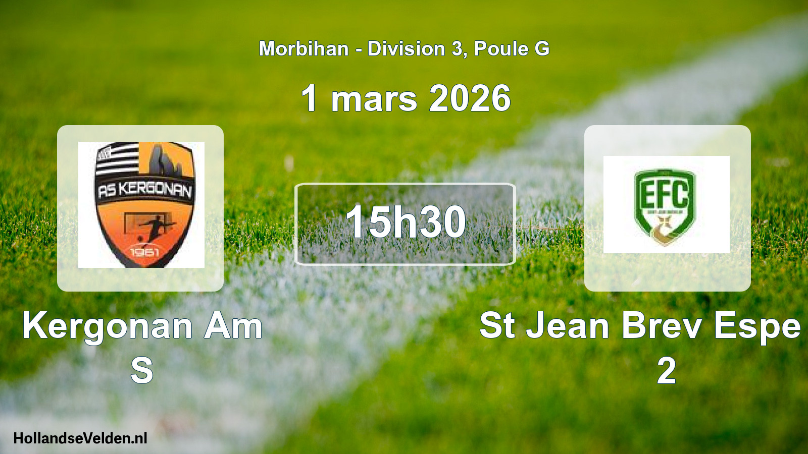 Geplande wedstrijd: Kergonan Am S - St Jean Brev Espe Fc 2 (1 mars 2026)