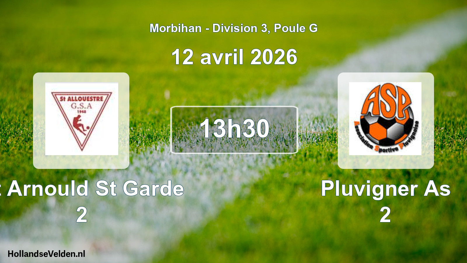 Geplande wedstrijd: St Arnould St Garde 2 - Pluvigner As 2 (12 april 2026)