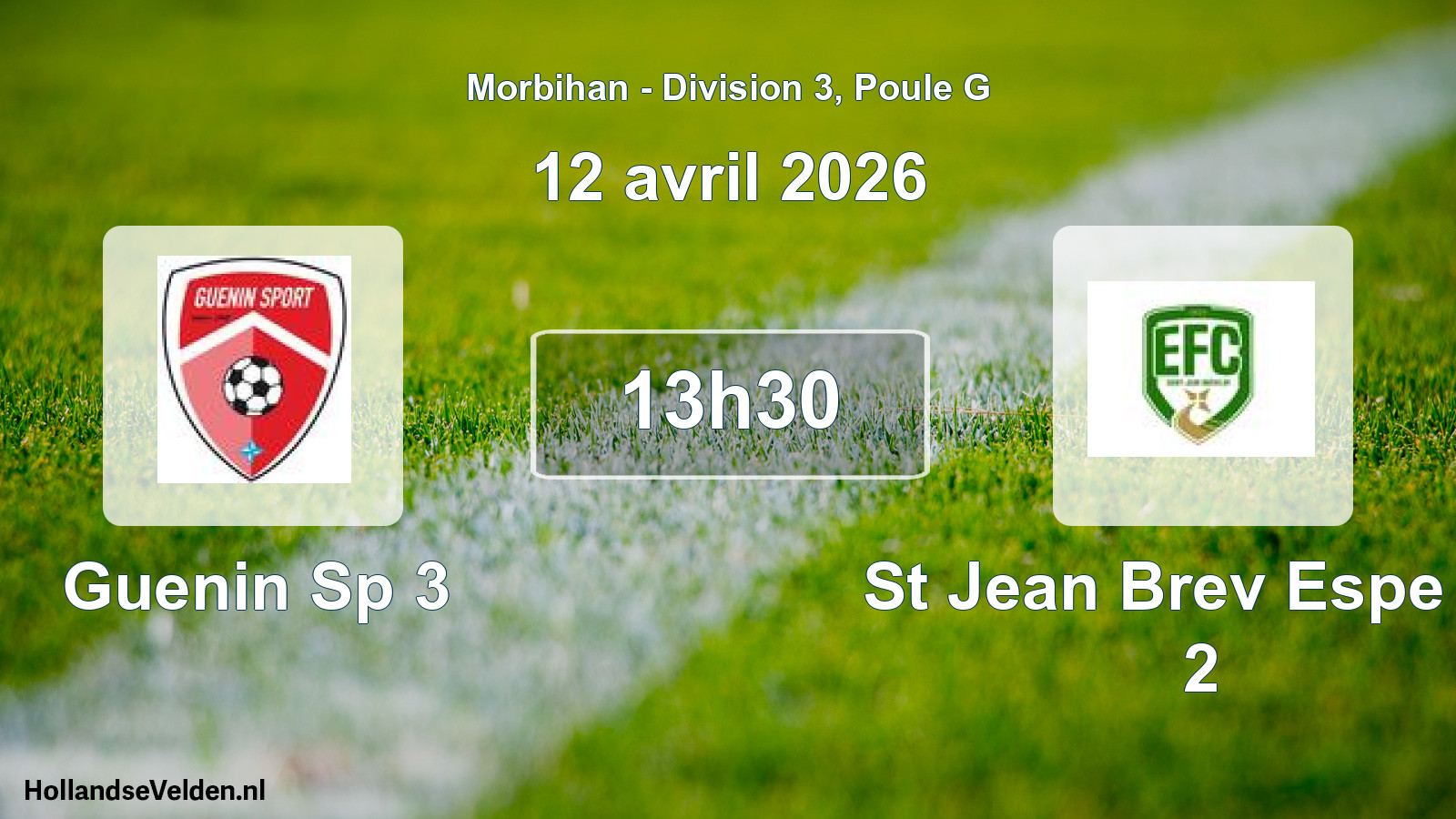 Scheduled Match: Guenin Sp 3 - St Jean Brev Espe Fc 2 (12 April 2026)
