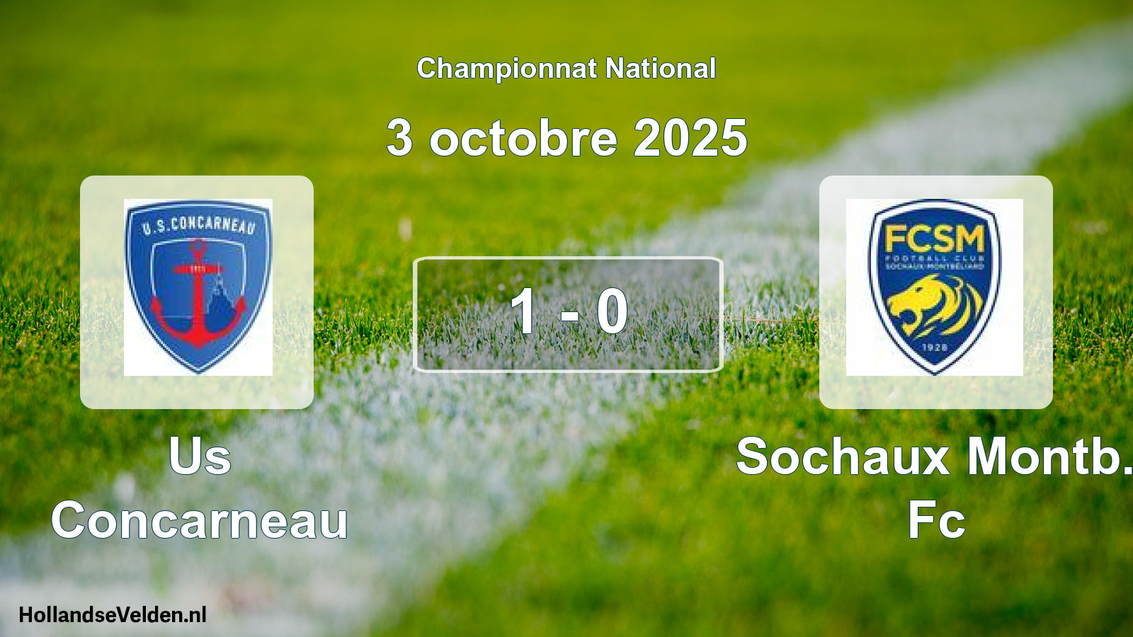 Gespeelde wedstrijd: Us Concarneau - Sochaux Montb. Fc 1 - 0 (3 oktober 2025)