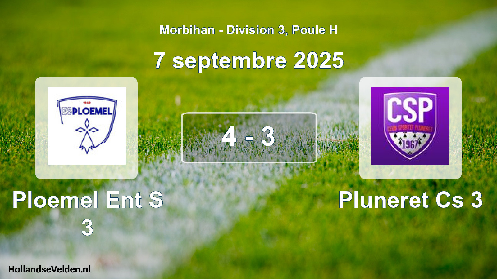 Total number of matches played: Ploemel Ent S 3 - Pluneret Cs 3 4 - 3 (7 September 2025)