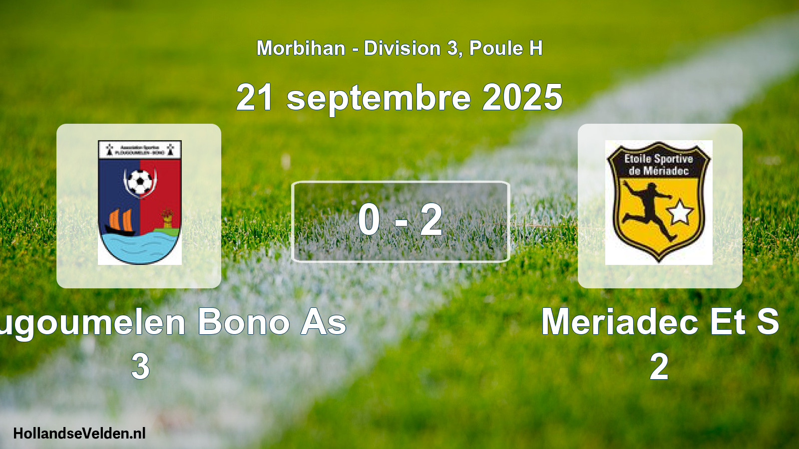 Gespeelde wedstrijd: Plougoumelen Bono As 3 - Meriadec Et S 2 0 - 2 (21 septembre 2025)