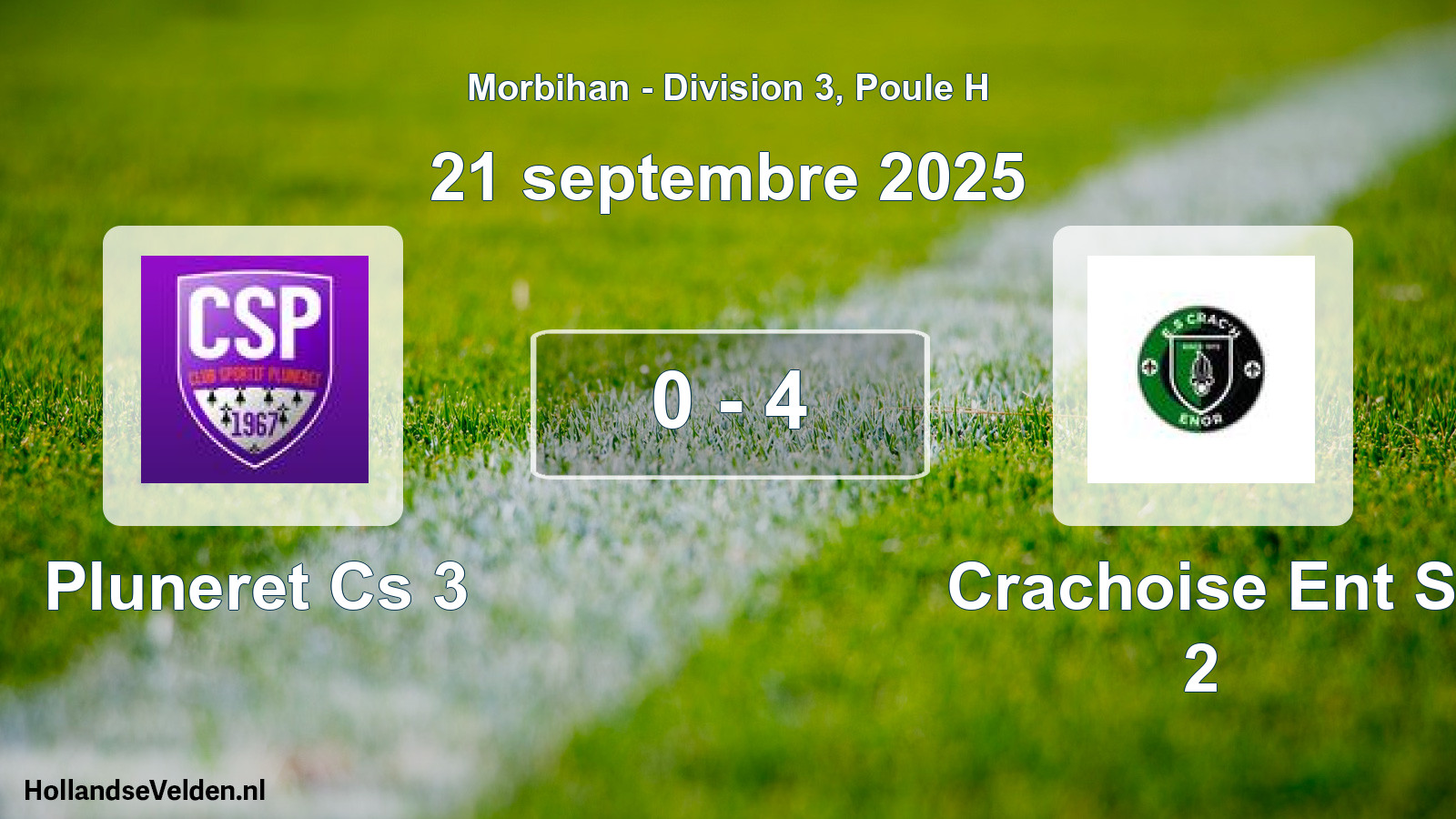Total number of matches played: Pluneret Cs 3 - Crachoise Ent S 2 0 - 4 (21 September 2025)