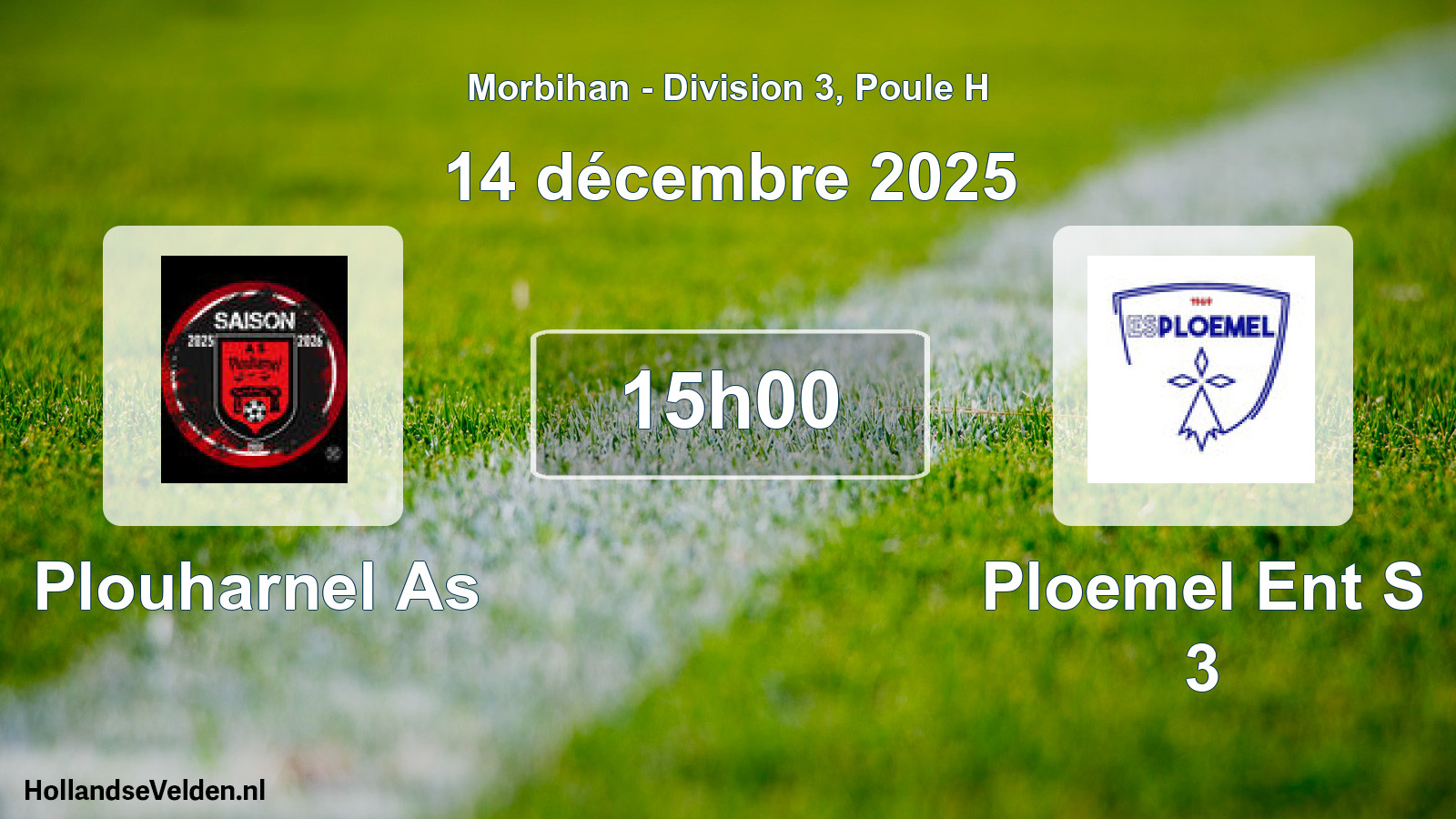 Geplande wedstrijd: Plouharnel As - Ploemel Ent S 3 (14 décembre 2025)