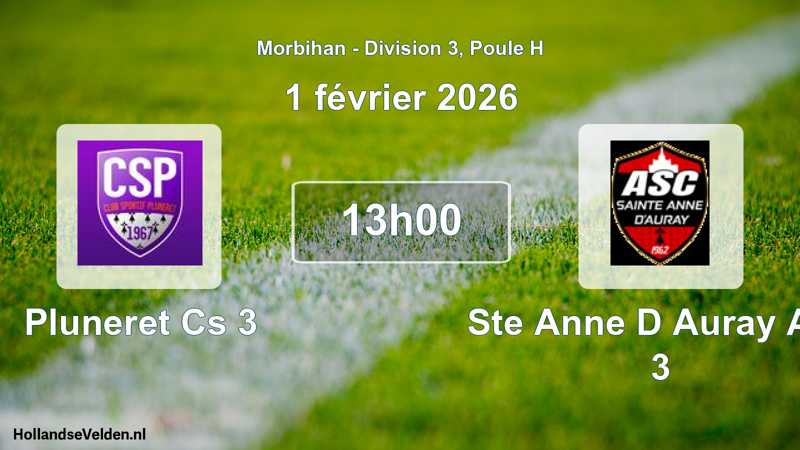 Scheduled Match: Pluneret Cs 3 - Ste Anne D Auray Asc 3 (1 February 2026)