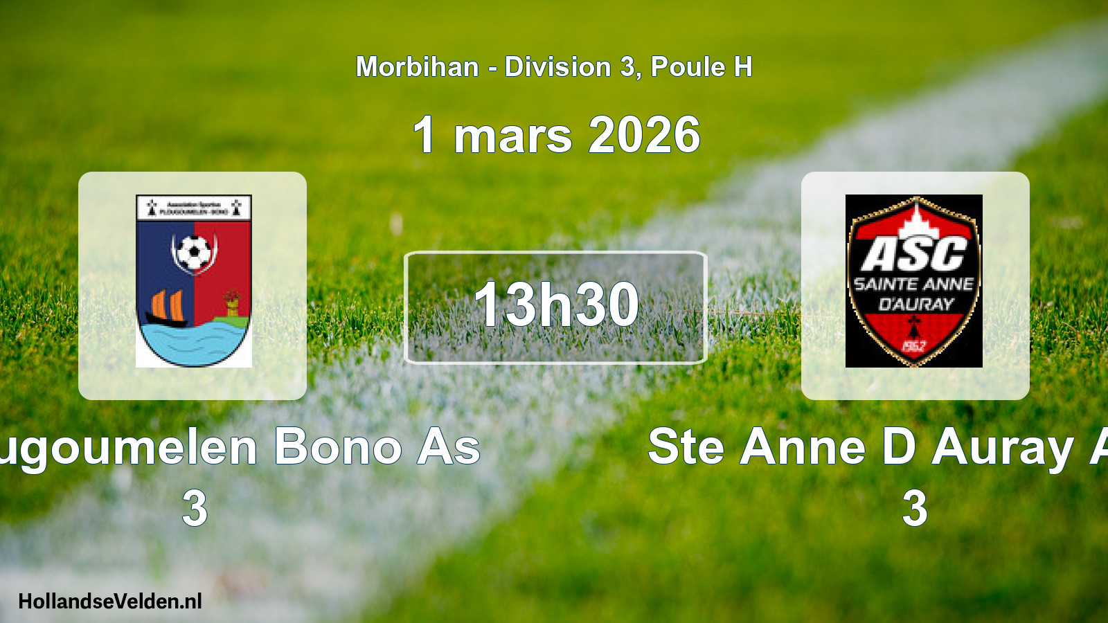 Geplande wedstrijd: Plougoumelen Bono As 3 - Ste Anne D Auray Asc 3 (1 maart 2026)