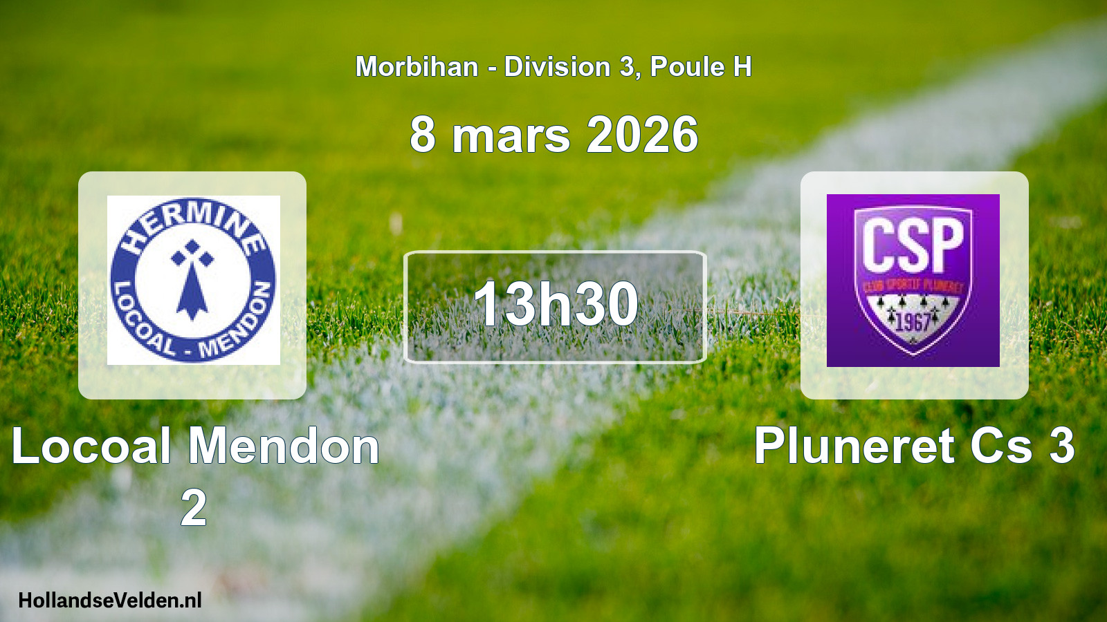 Geplande wedstrijd: Locoal Mendon 2 - Pluneret Cs 3 (8 mars 2026)