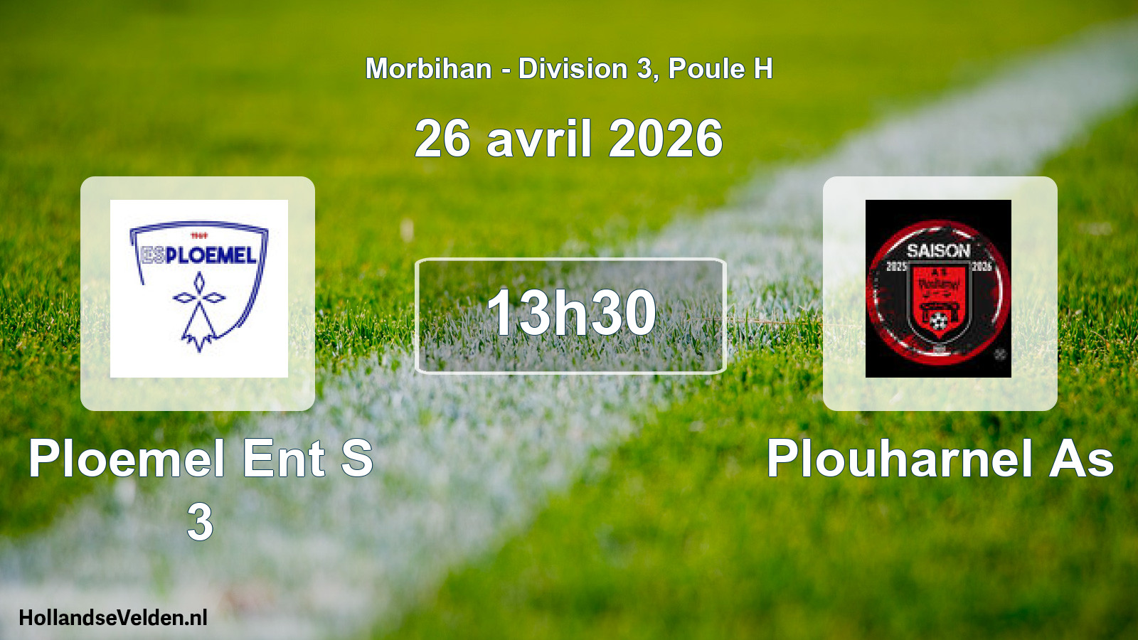 Geplande wedstrijd: Ploemel Ent S 3 - Plouharnel As (26 avril 2026)