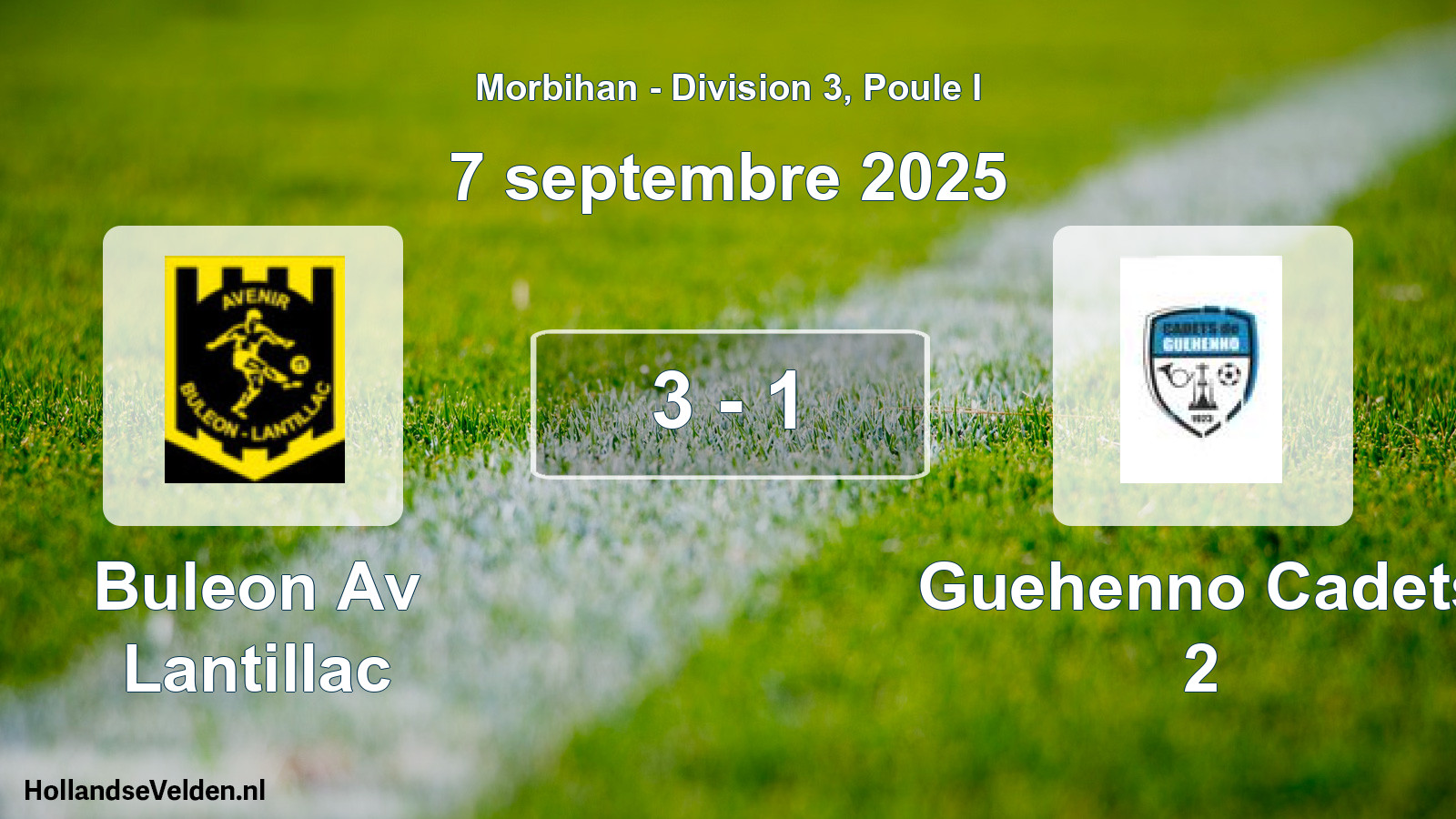 Gespeelde wedstrijd: Buleon Av Lantillac - Guehenno Cadets 2 3 - 1 (7 septembre 2025)