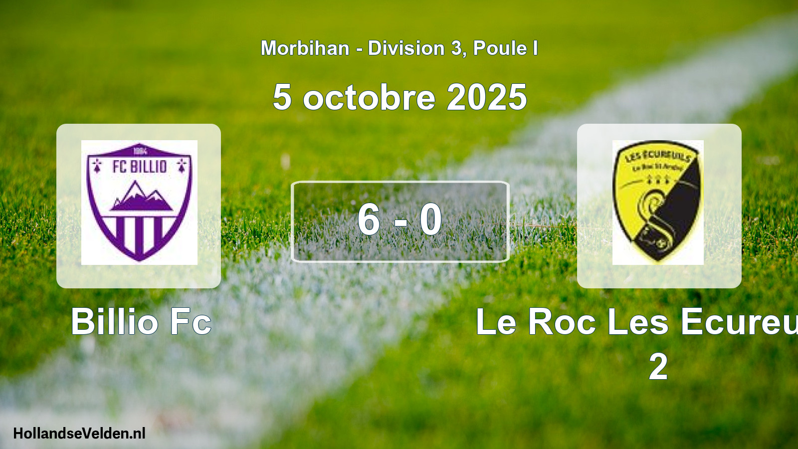 Total number of matches played: Billio Fc - Le Roc Les Ecureuils 2 6 - 0 (5 October 2025)