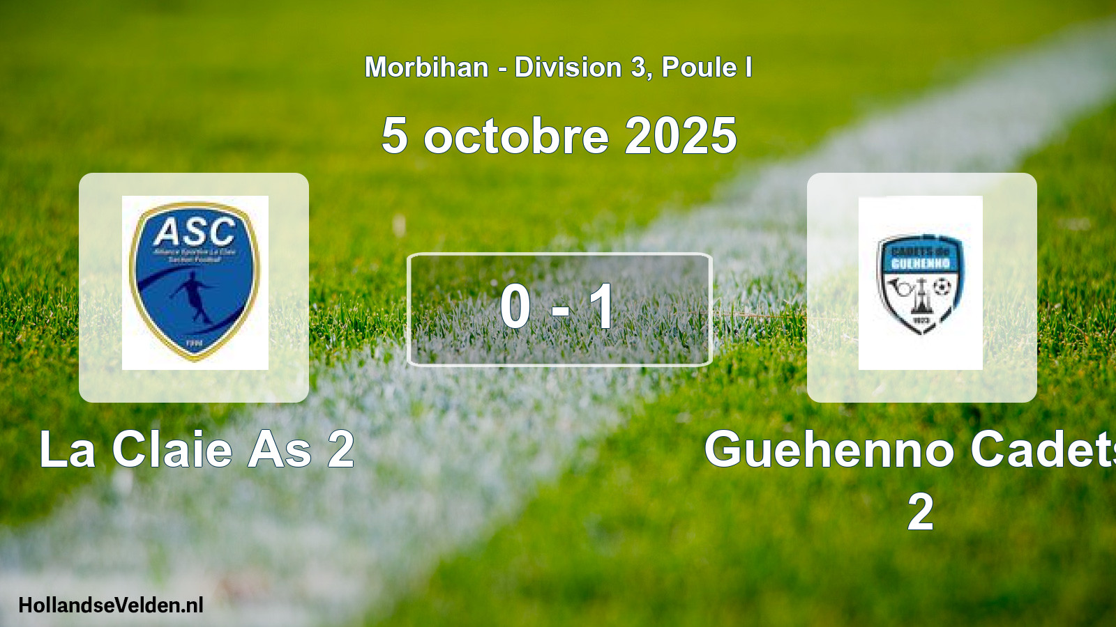Gespeelde wedstrijd: La Claie As 2 - Guehenno Cadets 2 0 - 1 (5 octobre 2025)