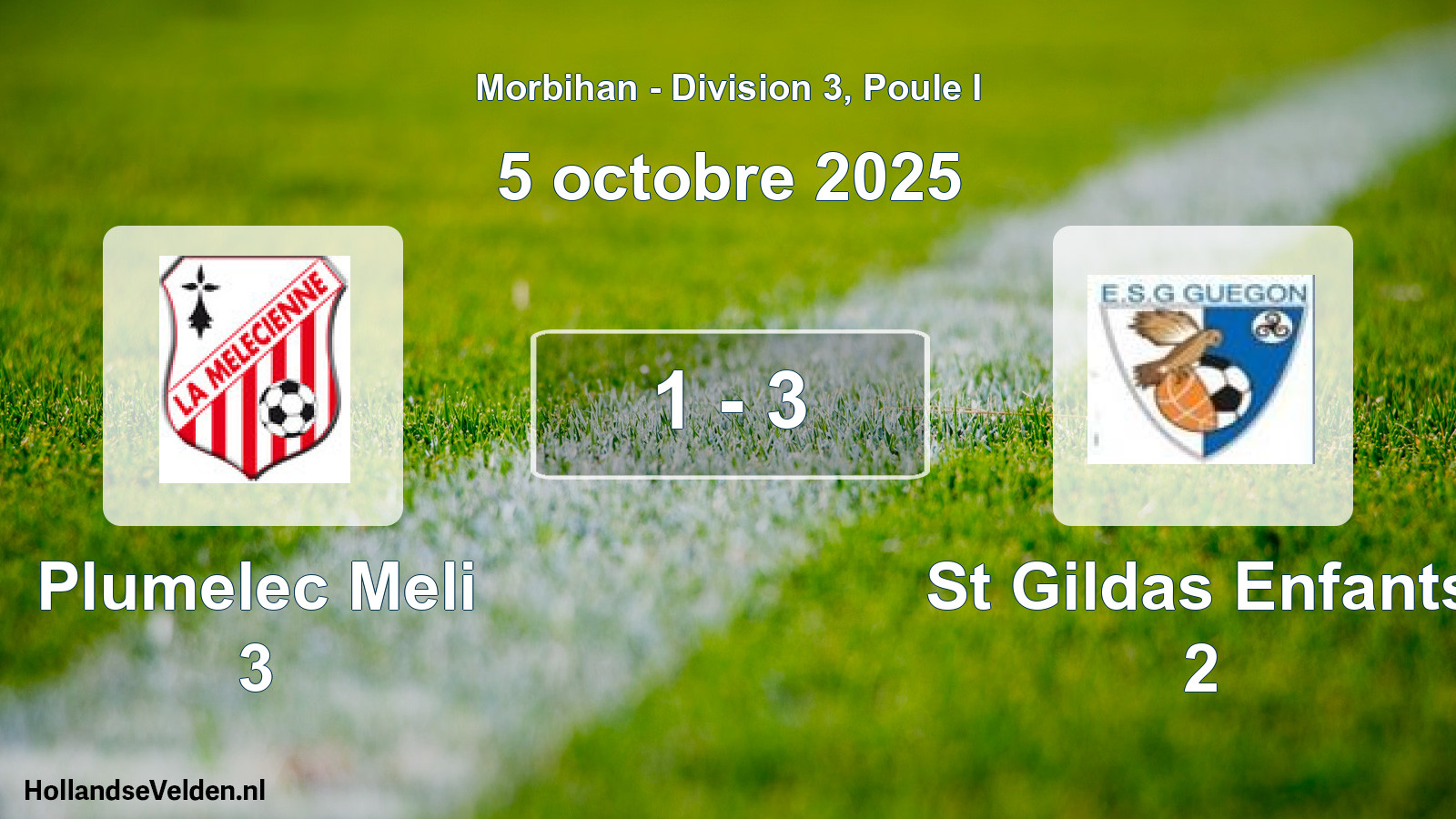 Gespeelde wedstrijd: Plumelec Meli 3 - St Gildas Enfants 2 1 - 3 (5 oktober 2025)