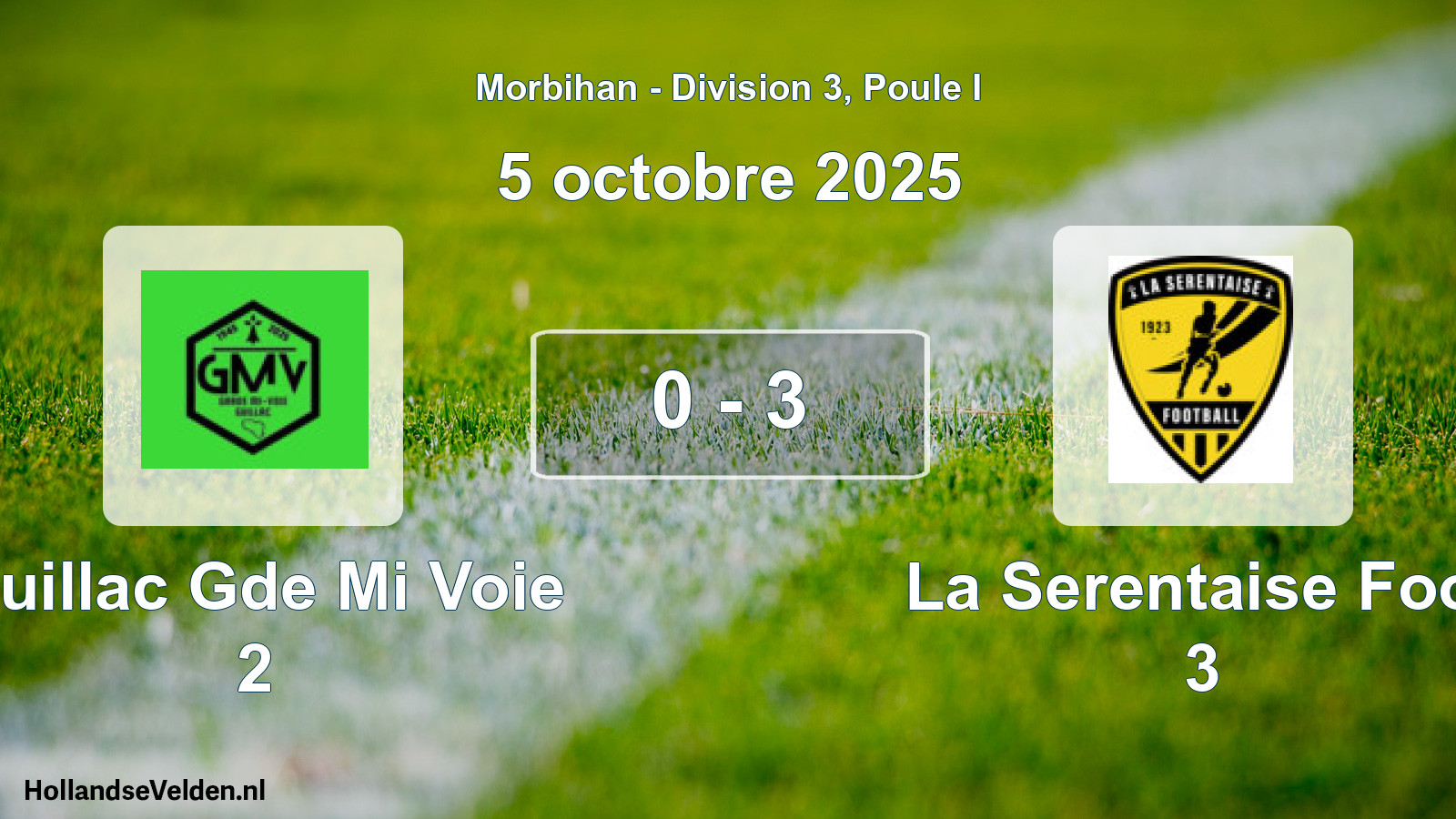 Gespeelde wedstrijd: Guillac Gde Mi Voie 2 - La Serentaise Foot 3 0 - 3 (5 oktober 2025)