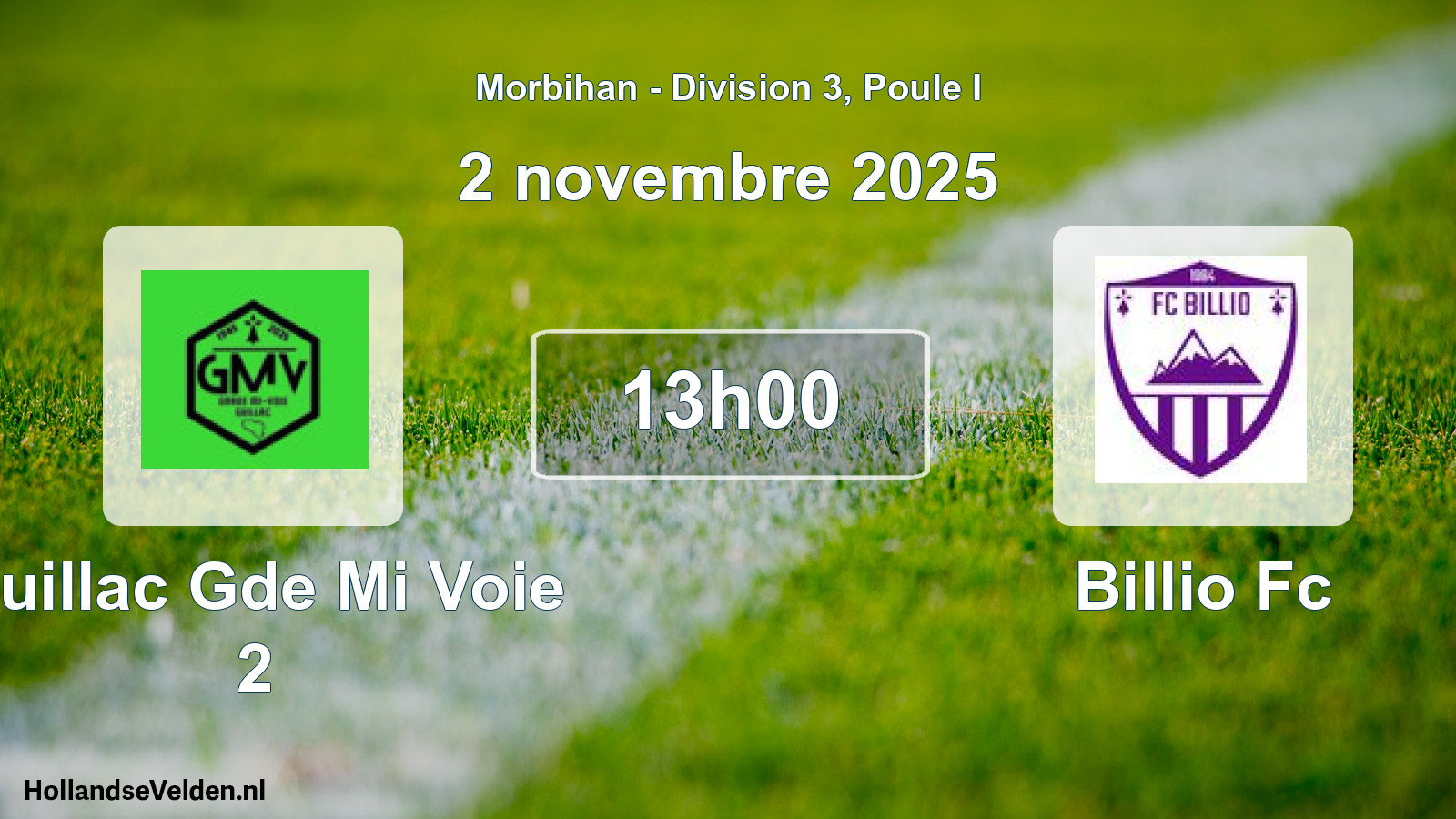 Scheduled Match: Guillac Gde Mi Voie 2 - Billio Fc (2 November 2025)