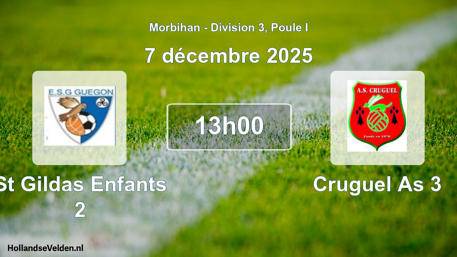 Geplande wedstrijd: St Gildas Enfants 2 - Cruguel As 3 (7 décembre 2025)