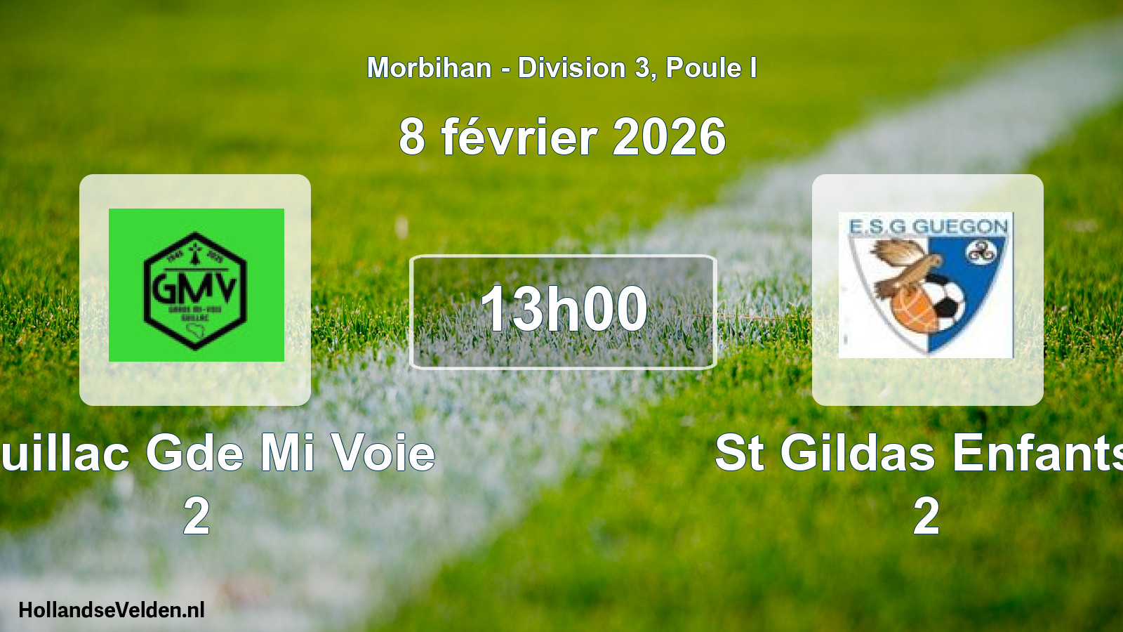 Scheduled Match: Guillac Gde Mi Voie 2 - St Gildas Enfants 2 (8 February 2026)