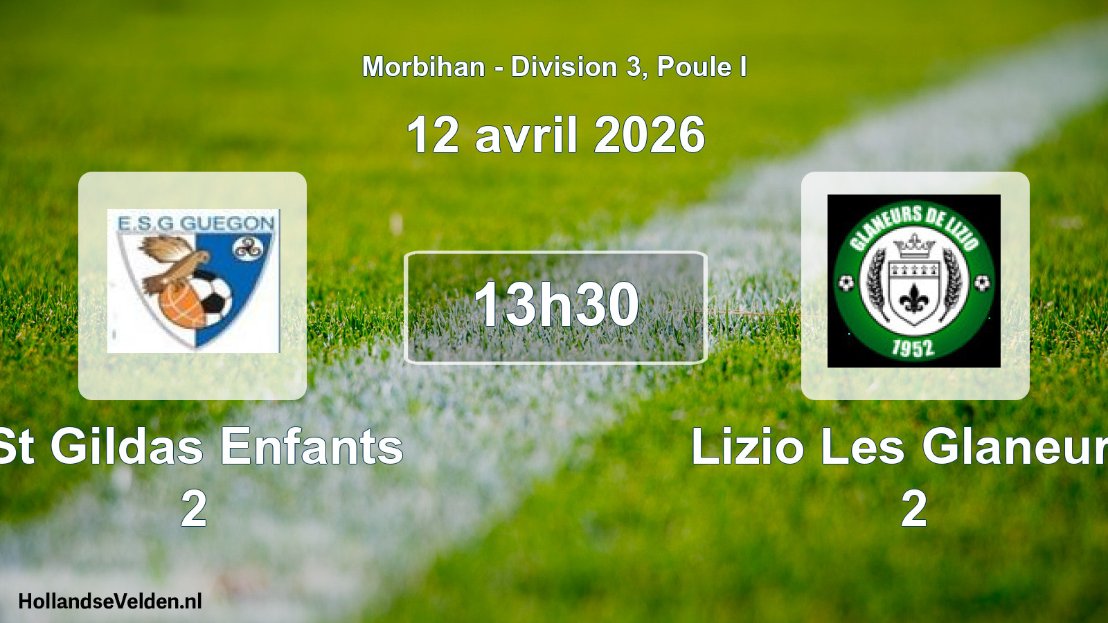 Geplande wedstrijd: St Gildas Enfants 2 - Lizio Les Glaneurs 2 (12 april 2026)
