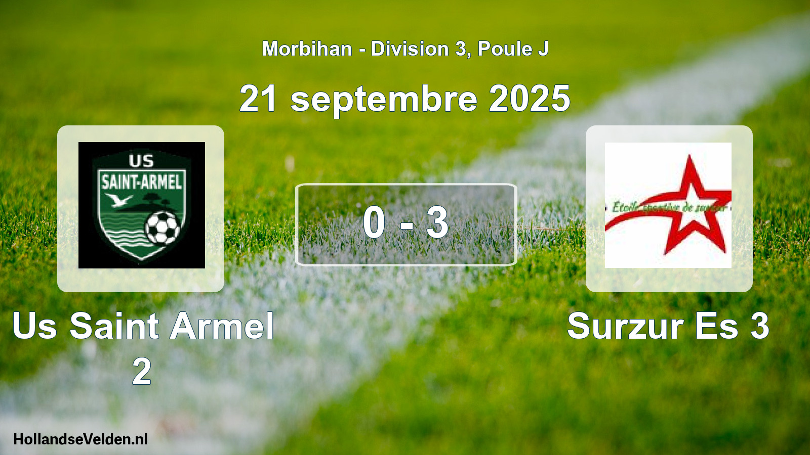 Gespeelde wedstrijd: Us Saint Armel 2 - Surzur Es 3 0 - 3 (21 septembre 2025)