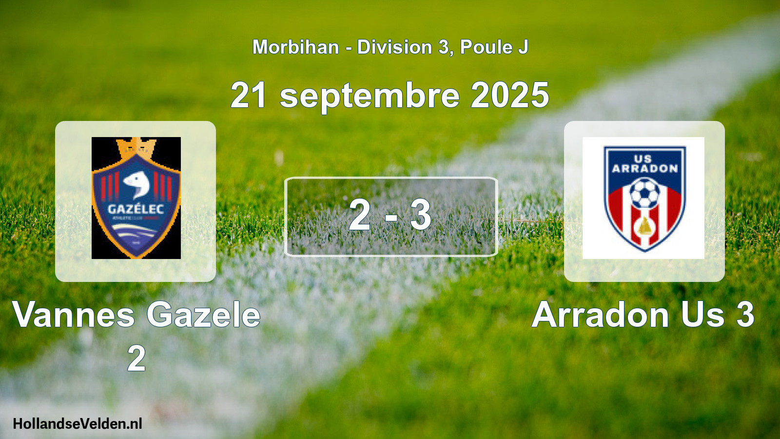 Gespeelde wedstrijd: Vannes Gazele 2 - Arradon Us 3 2 - 3 (21 septembre 2025)