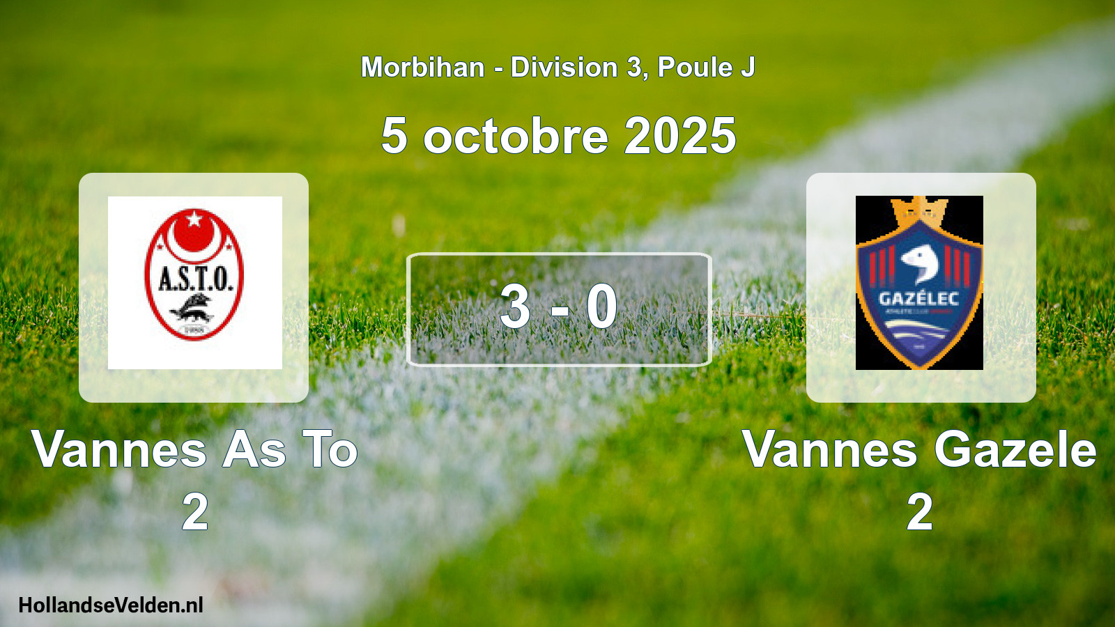 Gespeelde wedstrijd: Vannes As To 2 - Vannes Gazele 2 3 - 0 (5 octobre 2025)