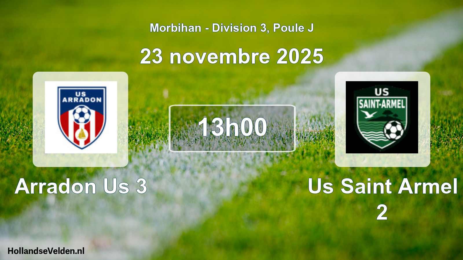 Geplande wedstrijd: Arradon Us 3 - Us Saint Armel 2 (23 november 2025)