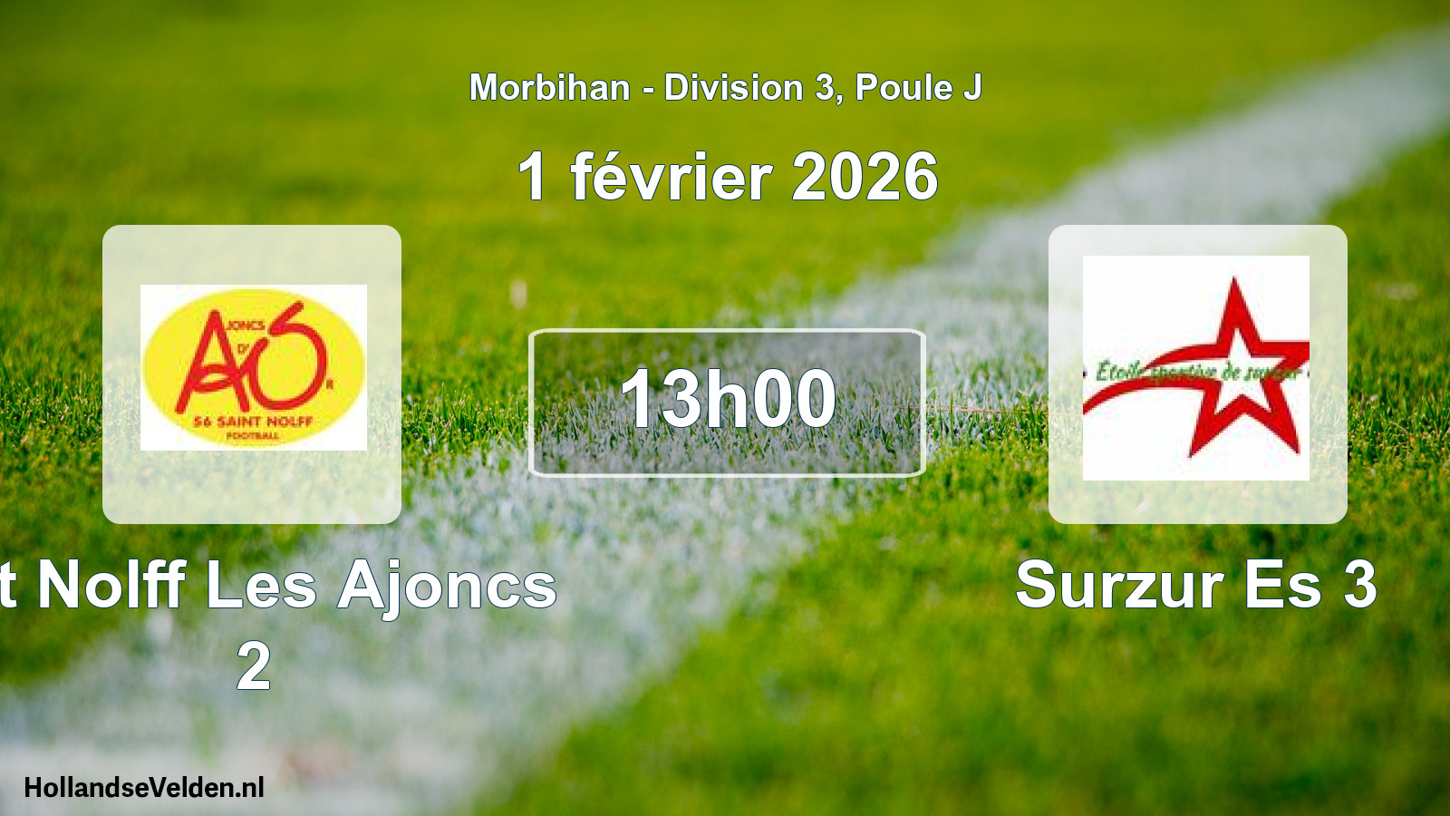 Geplande wedstrijd: St Nolff Les Ajoncs 2 - Surzur Es 3 (1 février 2026)