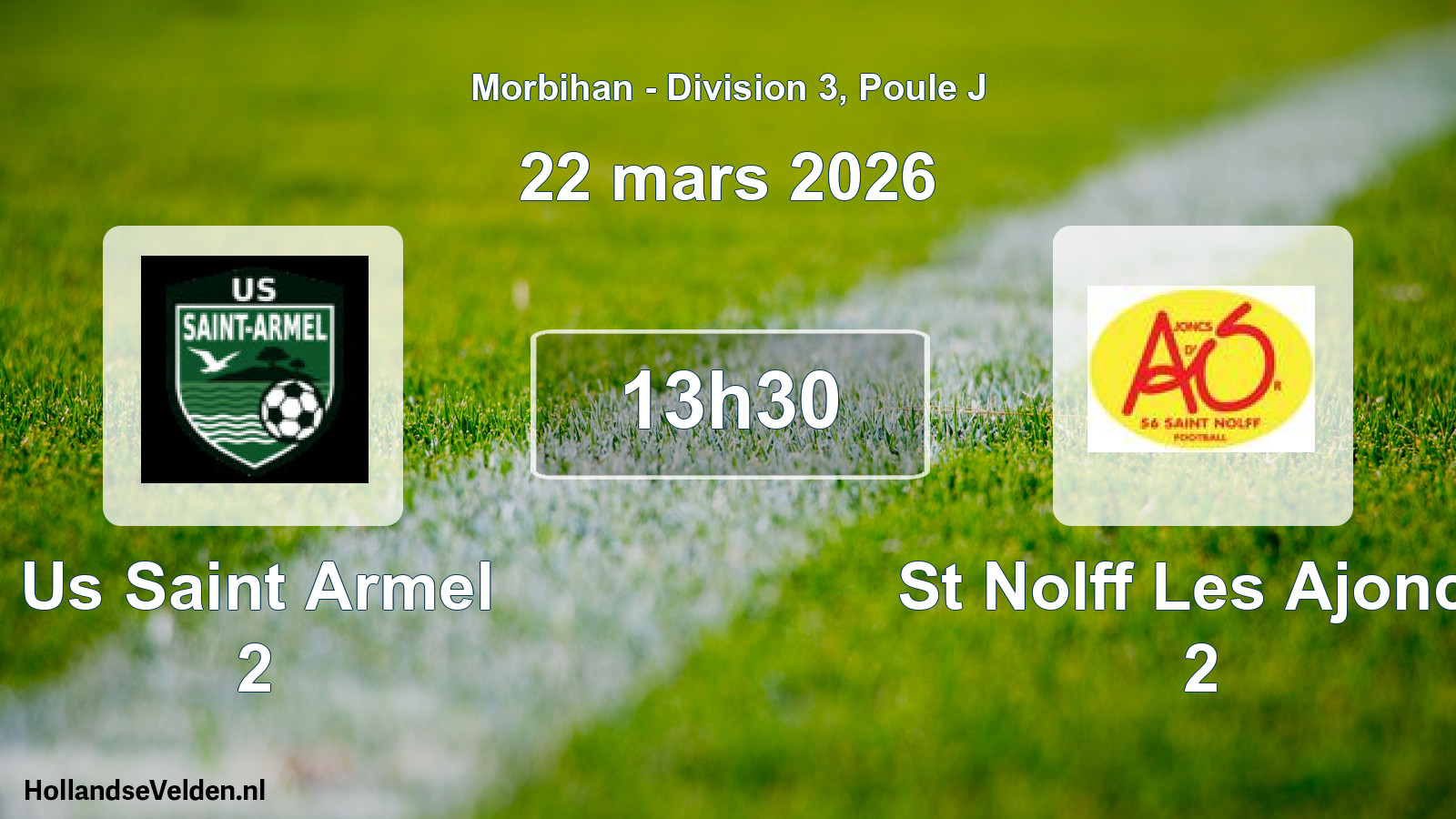 Geplande wedstrijd: Us Saint Armel 2 - St Nolff Les Ajoncs 2 (22 maart 2026)