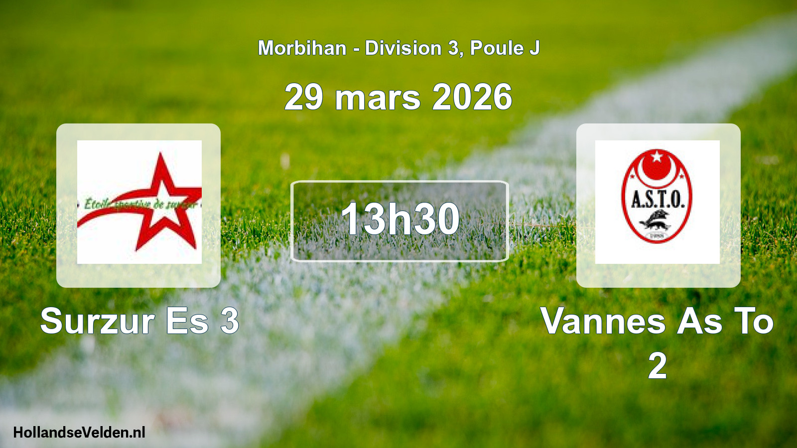 Geplande wedstrijd: Surzur Es 3 - Vannes As To 2 (29 maart 2026)