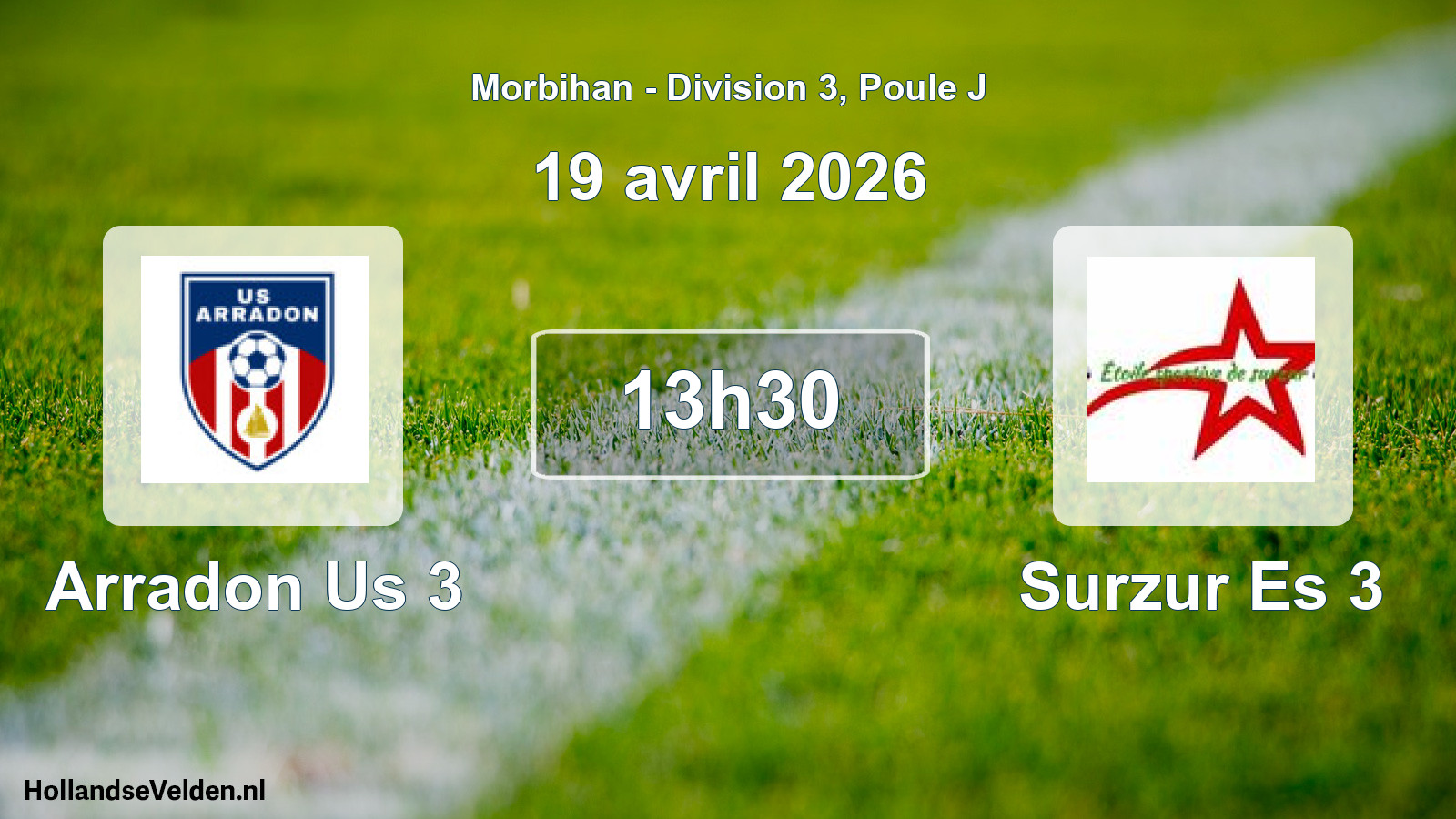 Geplande wedstrijd: Arradon Us 3 - Surzur Es 3 (19 avril 2026)