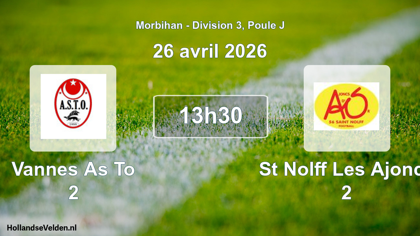 Geplande wedstrijd: Vannes As To 2 - St Nolff Les Ajoncs 2 (26 avril 2026)