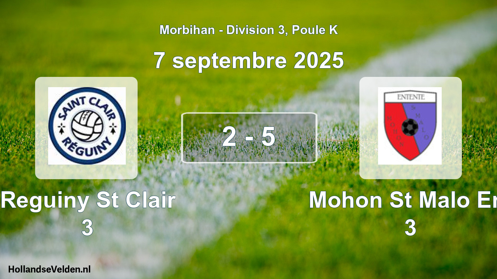 Total number of matches played: Reguiny St Clair 3 - Mohon St Malo Ent 3 2 - 5 (7 September 2025)