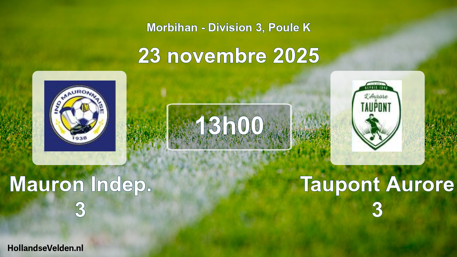 Geplande wedstrijd: Mauron Indep. 3 - Taupont Aurore 3 (23 novembre 2025)
