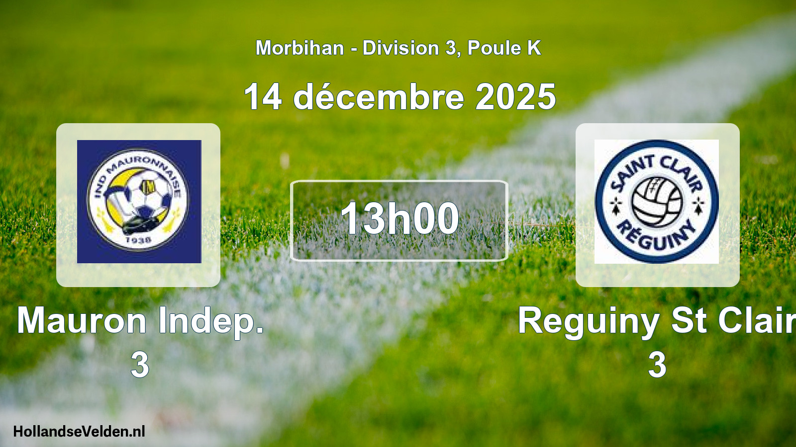 Scheduled Match: Mauron Indep. 3 - Reguiny St Clair 3 (14 December 2025)