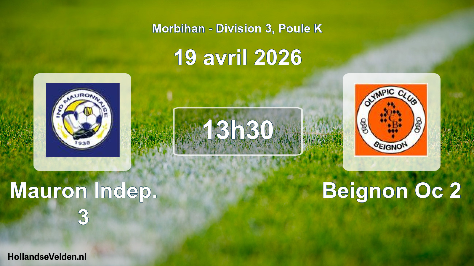 Geplande wedstrijd: Mauron Indep. 3 - Beignon Oc 2 (19 avril 2026)
