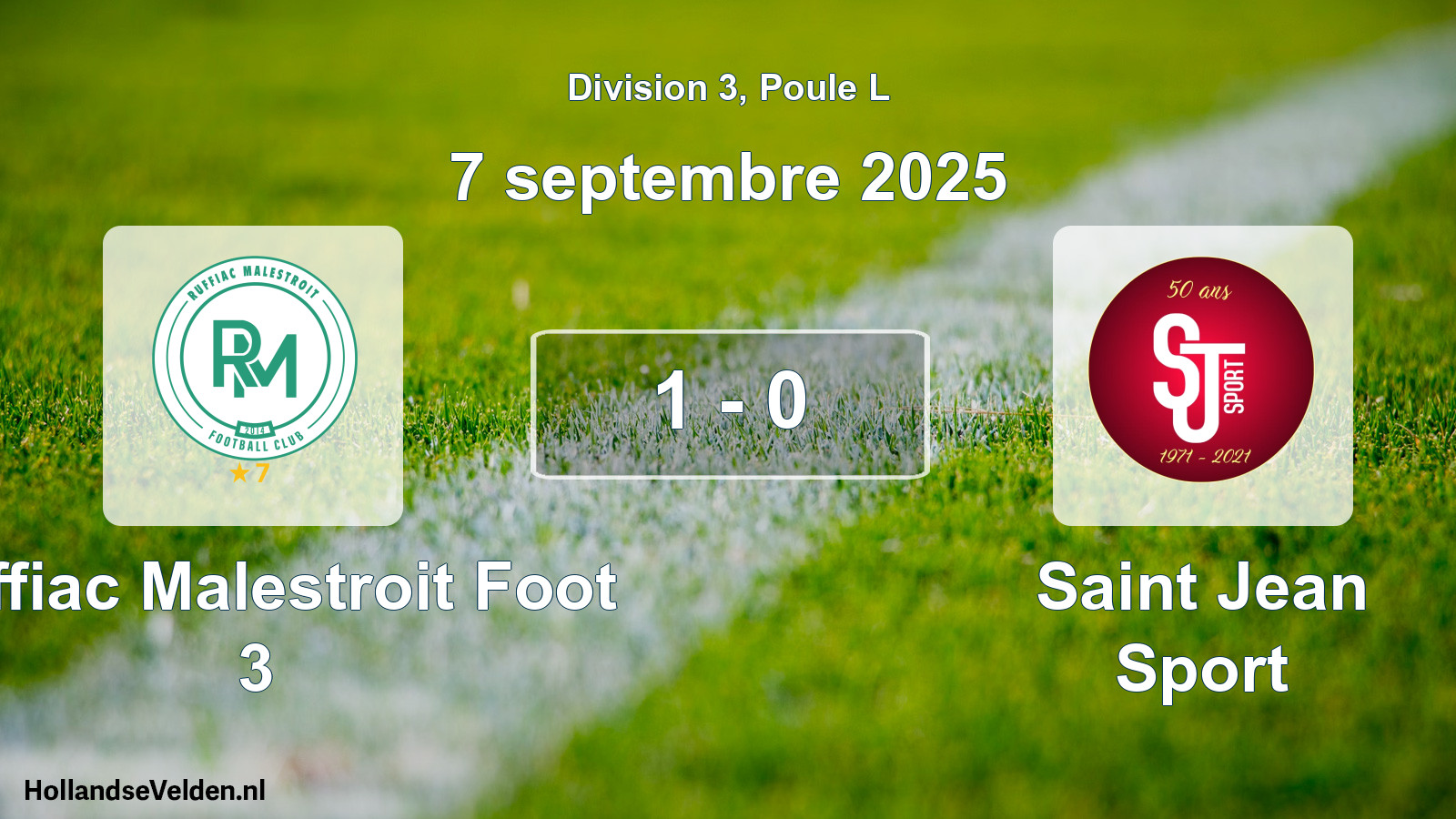 Total number of matches played: Ruffiac Malestroit Foot 3 - Saint Jean Sport 1 - 0 (7 September 2025)