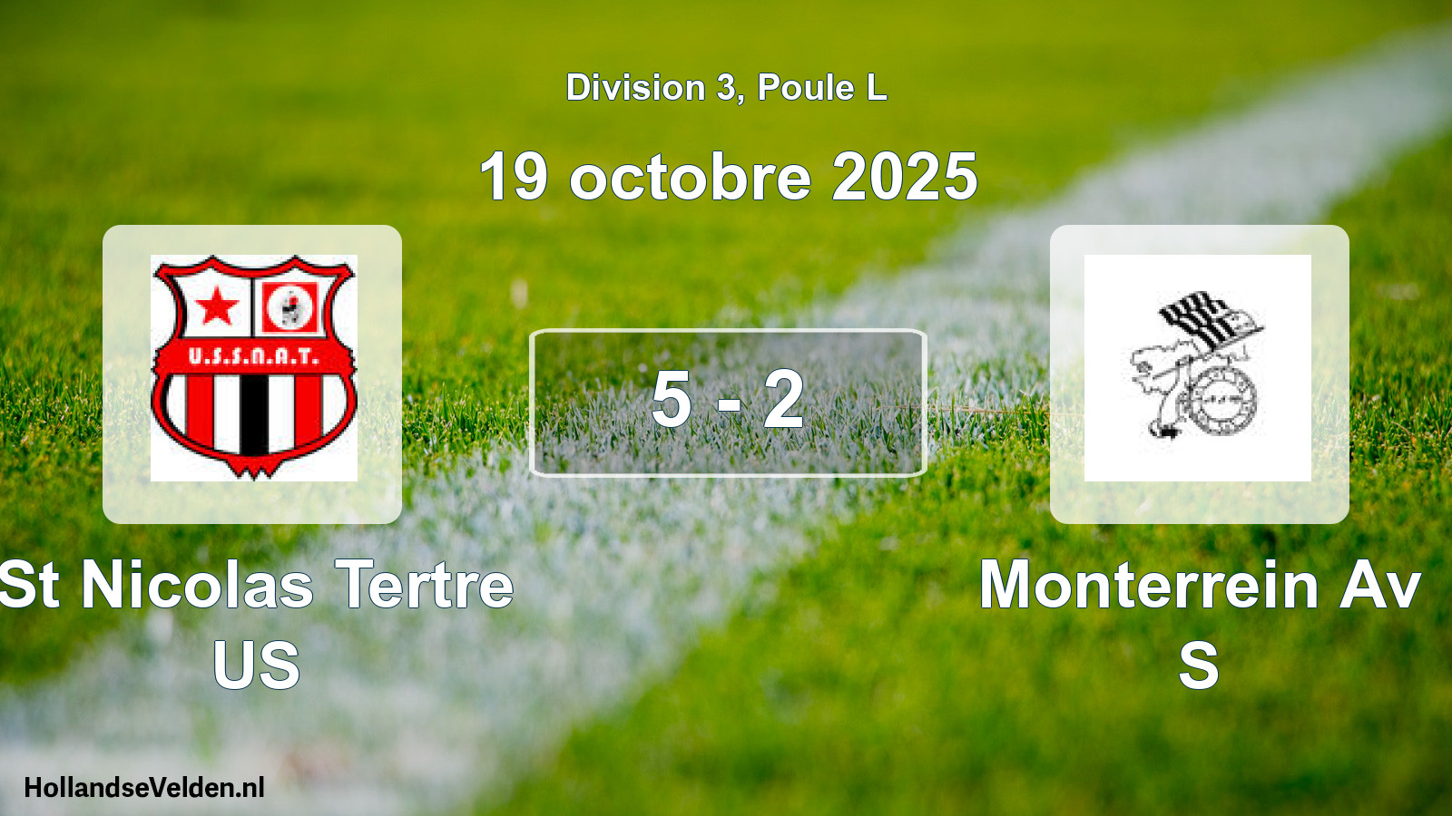 Gespeelde wedstrijd: St Nicolas Tertre US - Monterrein Av S 5 - 2 (19 oktober 2025)