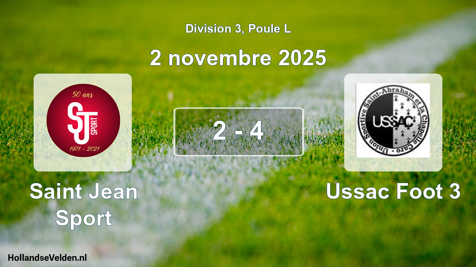 Gespeelde wedstrijd: Saint Jean Sport - Ussac Foot 3 2 - 4 (2 november 2025)